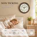 Geevon Vintage Wall Clock, Silent 18" Non Ticking Retro Round Clock Quartz Decorative Battery Operated Wall Clock for Kitchen, Office, Bedroom, Living Room, Classroom, Decor