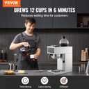 VEVOR Commercial Drip Coffee Maker, 12 Cups Coffee-Maker Machine with 2 Glass Carafes and 2 Decanter Warmer Plates, Stainless Steel Drip Style Coffee Brewer, for Restaurant, Office, Coffee Shop & Home (EXP 12/31/27)