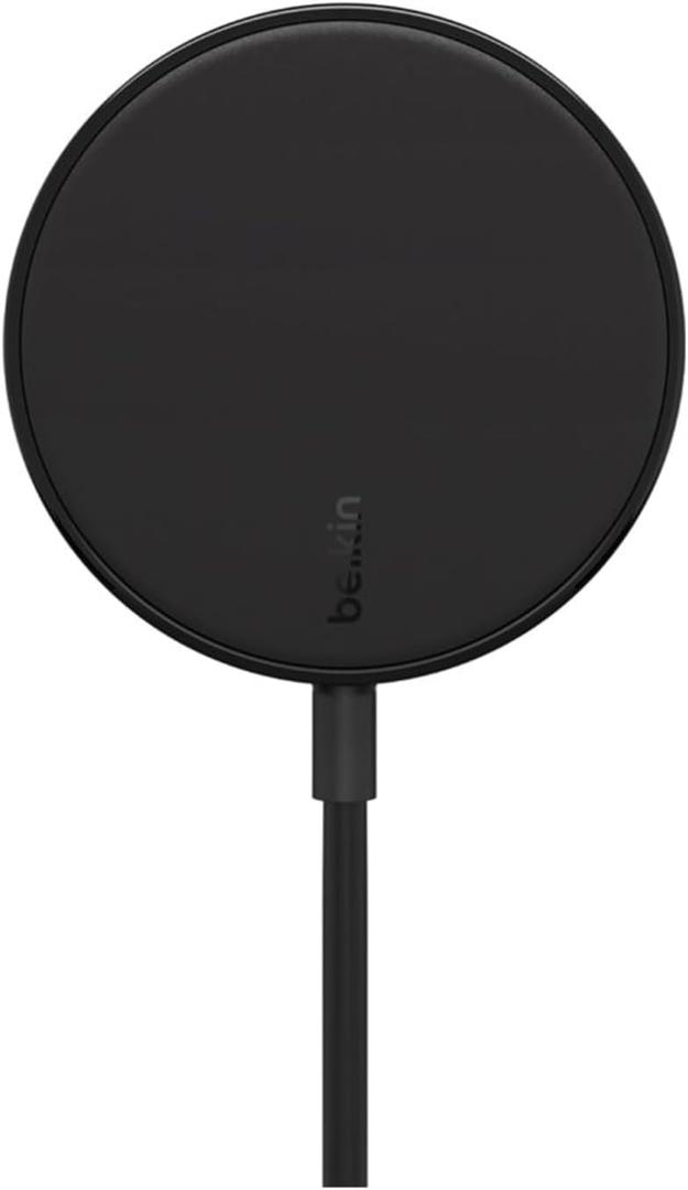 Belkin 7.5W Magnetic Portable Wireless Charger Pad - 6.6ft/2M Long Cable - MagSafe Compatible Charger - iPhone Charger Compatible w/ iPhone 15, iPhone 14, iPhone 13 - Power Supply Included - Black