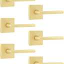 Leydebong 6 Pack Heavy Duty Dummy Door Handle Interior Lever Set, Single Sided Gold Door Knob for Interior Doors, Right/Left Handing