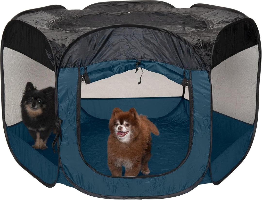 Furhaven Portable Dog Playpen Cat Tent, Pet playground/kennel foldable indoor outdoor zippered puppy crate - Sailor Blue, Extra Large