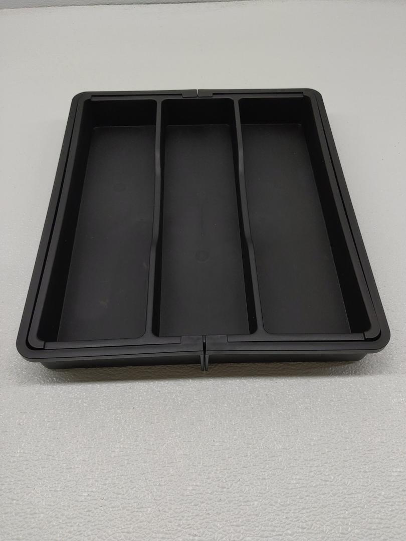 Silverware Drawer Organizer, Expandable Silverware Storage, Utensil Organizer, Durable Plastic Cutlery Storage Box For Forks, Spoons, And Knives - Kitchen Essentials For New Home (Black)
