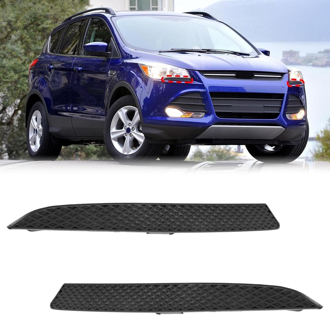 BXZ Front Headlight Headlamp Trim Black Driver Passenger Pair Fit For 2013 2014 2015 2016 Ford Escape