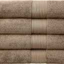 Luxury Oversized Bath Towels | 650 GSM, 34" x 56" | Hotel Quality, Soft & Highly Absorbent | Quick Dry, Thick, Combed Cotton Bathroom Towels | Mocha - 4 Pack