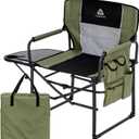 Wide Folding Director Chair with Table, Outdoor Camping Chair for Adults with Cup Holder Load 330 Lbs, Portable Chair for Outside with Carry Bag for Patio, Green