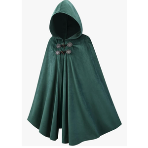 Qtdstz Medieval Hooded Cape, Renaissance Cloak Costume, Dark Green Halloween Cosplay Outfit Size L