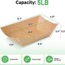 Disposable Kraft Paper Food Trays 5lb 100 Count, Oil Leak Proof Paper Food Boats & Hot Dog Trays, Disposable Serving Boats for Gameday, BBQ, Party, Burgers, Tacos, Fries