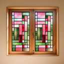 IVN Window Privacy Film Rainbow Mosaic Stained Glass Window Film Decorative Static Cling Non Adhesive Removable Reusable Window Cling for Bathroom Shower Windows Anti Glare UV Blocking 17.7x39.3 Inch (Colorful Rectangular Blocks)