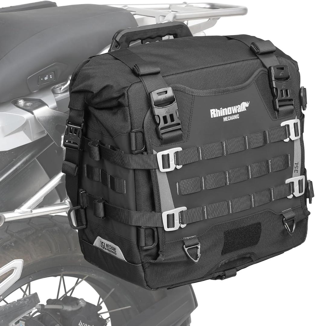 Rhinowalk Motorcycle Side Bag 35L Waterproof Motorbike Saddlebag with Quick Release System Universal Fit Gift-Ready Packaging Single Piece
