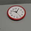 Bernhard Products Red Wall Clock Silent Non Ticking - 10 Inch Quality Quartz Battery Operated Round Easy to Read Home/Kitchen/Office/Classroom/School Clocks, Vintage Retro Red Frame Black Numbers