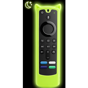[1  Pack] WEVOVE Firestick Remote Cover Compatible with Alexa Voice Remote 4k/Max/Lite (3rd Gen), Firesticktvs Remote Case with Wrist Strap, Fire Stick Cover Glow in The Dark (Glow Yellow&Rose Red)