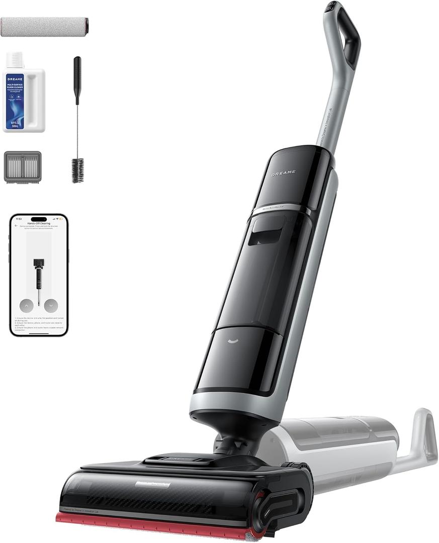 DREAME H15 Pro Heat Wet Dry Vacuum Cleaner, 185F Hot Water Floor Cleaning, Cordless Vacuum Mop with GapFree AI Robotic Arm, 22KPa Suction, 0 Hair Tangle, 212F Self-Clean, 194F Hot Air Drying