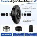 4.80/4.00-8 Flat Free Wheelbarrow Tire and Wheel (2-Pack) | 16" Solid Puncture Proof Tires with 5/8" & 3/4" Bearings, 3"-7" Adjustable Hub, Universal Fit for Garden Cart & Hand Truck