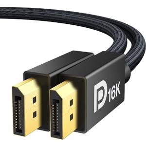 IVANKY 80Gbps Displayport Cable 2.1, 16K DP Cord [16K@60Hz,8K@120Hz,4K@240Hz], Display Port 2.1 Cable Support HDR10, HDCP, DSC 1.2a, for 5090,7900Graphics/PC/TV/Gaming Monitor, 6.6FT (Black)