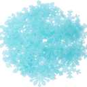 uxcell 50pcs Glow in The Dark Snowflake Fluorescent Plastic Wall Stickers Adhesive Murals Decals for Home Art Ceiling Bedroom Wall Decorations, Blue