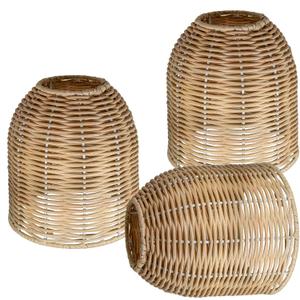 3Pcs Rattan Lamps Shades, Boho Hanging Lamp Shades, Lamp Covers Replacement for Pendant, Table Floor Lamps Chandelier, Wall Sconces, 1.53in Fitter 6.3 in Height (Cream,Beige)