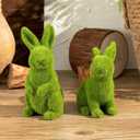 Easter Rabbit Decoration Horticulture Green Flocking Moss Sculpture Decoration Desktop Living Room Garden Easter Gift (Small 2PCS Standing+Sitting)