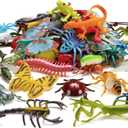 73 Pack Plastic Fake Mini Bugs Set, Realistic Insects Toy for Kid, Colorful Assorted Play Bug for Children Toddler, Education Insect Themed Party, Gift for Halloween Goody Bag Filler Cupcake Topper