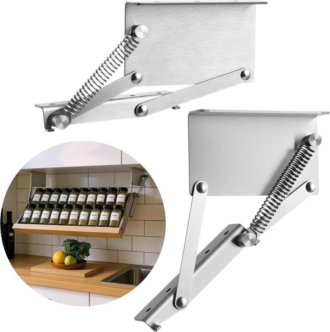 Shimeyao 2 Pcs Pull Down Rack Hinges Under Cabinet Hinges for Spice Knife Coffee Pod Storage Organization Kitchen