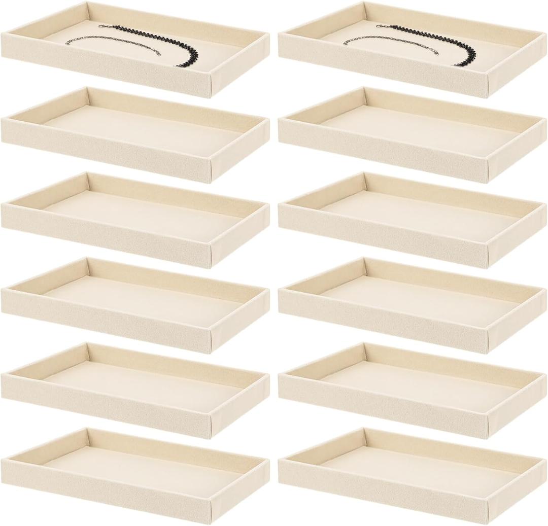 Yolev Jewelry Organizer Tray Stackable Velvet Jewelry Trays,Drawer Inserts Earring Organizer Adjustable Velvet Box Tray Earring Necklace Storage Ring Bracelet Display Case