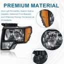 Headlights for 2009-2014 Ford F150 Pickup F-150 2010 2011 2012 2013 Amber Reflector Black Housing