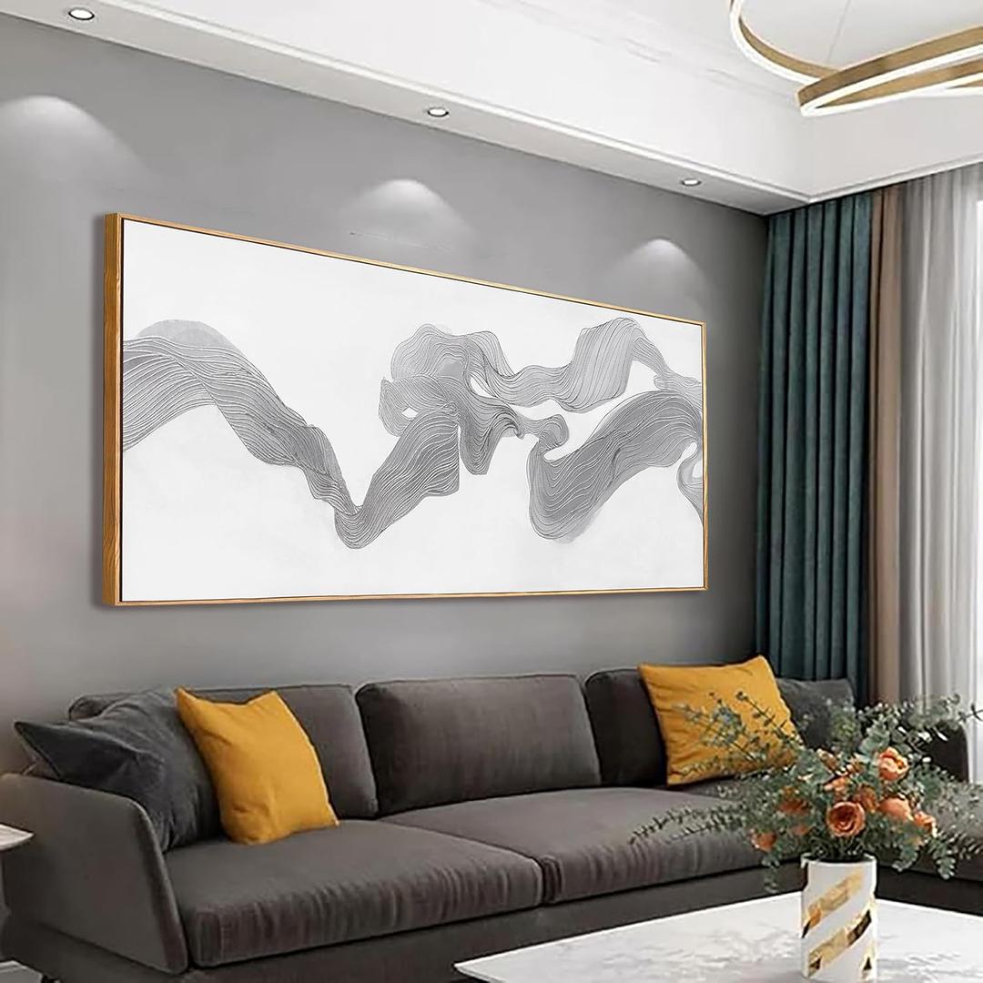 Abstract Canvas Wall Art Abstract Mist Texture Art With White Background Artwork Canvas Prints Canvas Picture Contemporary Wall Art Bedroom Living Room Office Decoration Framed Ready To Hang 24x48 Inch (48L" x 24W")