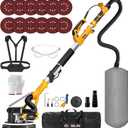 GEVEELIFE Drywall Sander, 880W 7.33A Electric Drywall Sander with Vacuum Dust Collector, 5 Variable Speed 1000-2100RPM, LED Light, Foldable & Extendable Handle, 12 Sanding Discs (Orange)