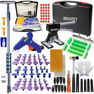 NIUVOCY Car Dent Puller Kit, 147pcs Paintless Dent Remover Tool for Car, Dent Lifter& Big Size Heavy Duty Auto Slide Hammer Dent Remover Tools for Hail Dent Removal Kit