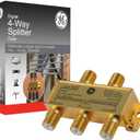 GE Digital 4-Way Coaxial Cable Splitter, 2.5 GHz 5-2500 MHz, RG6 Compatible, Works with HD TV, Satellite, High Speed Internet, Amplifier, Antenna, Gold Plated Connectors, Corrosion Resistant, 33527 (1 Pack)