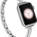 Missair Bands Compatible with Apple Watch Band 38mm 40mm 41mm 42mm 44mm 45mm 46mm 49mm for Women, Slim Metal Dressy Jewelry Bracelet with Bling Diamond for iWatch Series 10 9 8 7 6 5 4 3 SE Ultra (Silver)