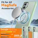 Oneagle 360 Spin Magnetic Stand for Samsung Galaxy S25 Edge Case Translucent [Fit for Magsafe], Matte Slim S25 Edge Phone Case 6.7" with [Rotatable Kickstand Ring] [15FT Mil-Grade Shockproof]-Green