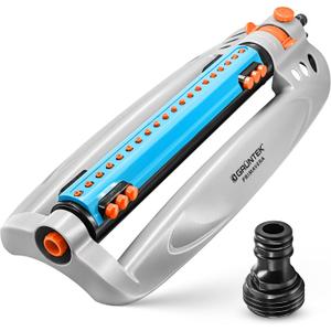 GRNTEK Oscillating Lawn Sprinkler for Yard & Garden  Covers up to 3617 Sq Ft, 16 Nozzles, Universal US/EU Hose Connector, Durable Plastic Construction