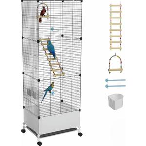 STILLCOVE Extra Large Bird Cage, Black Parakeet Cages with Rolling Stand & Wheels, Wide Birdcage for Parrots Cockatiels Conure Budgie Canary Finch Lovebird
