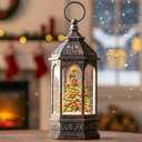 Lighted Christmas Tree Cardinal Music Snow Globe Water Lantern with Swirling Glitter Decoration for Christmas Home, Living Room, Battery Operated or USB Powered for Christmas Decoration