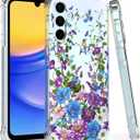 Compatible with Samsung Galaxy A25 Case, Samsung A25 5G Phone Case, Heavy Duty Protection Slim Soft Shockproof TPU Bumper Galaxy A25 Phone Case, Floral Beautiful Cover (Floral Purple)