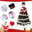 Hoolerry 3 Pcs Christmas Decoration Set Include Snowman Tree Topper White Christmas Tree Skirt and Feather Ribbon Garland Trim for Winter Wonderland Party Indoor and Outdoor Decorations