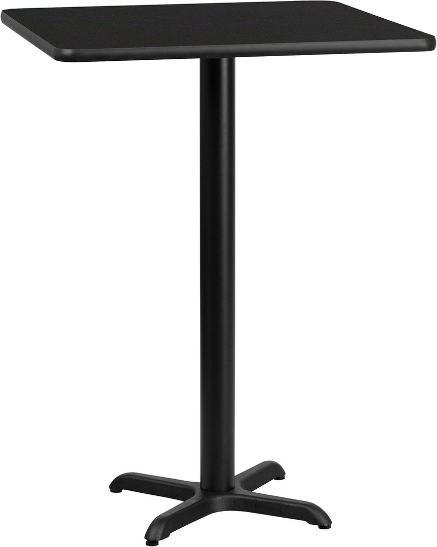 Flash Furniture Stiles 30'' Square Black Laminate Table Top with 22'' x 22'' Bar Height Table Base