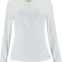 Ellen Costume Christmas Vacation Ellen Shirt Skirt Brooch Set Vintage Dress for Women (Large)