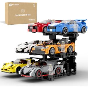 Display Stand for Lego Speed Champions Cars (1 Pack), Upgraded 3-Layer Stand Holds 6 Cars Compatible with 76917, 76908, 76918, 76915, 76914, 76907, 76901, 76902 & More, Gift for Collectors & Kids 6+, Black