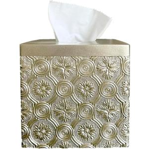 Hymmah Modern Square Tissue Box Cover Holder,Bathroom Accessories Decor Unique Design Tissue Box Cover for Bathroom Vanity Counter Tops Also Great for Bedrooms and Living Rooms (Gold)