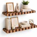 Floating Shelves for Wall, 24 Inch Solid Wood Checkered Wall Shelves, 24inch, 2Packs