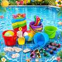 Tanlade 36 Sets End of Year Sand Bucket Gifts for Kids 252 Pcs Summer Beach Party Favors Mini Beach Balls, Water Guns, Sand Buckets, Shovels, Neon Sunglasses, Cards, Ropes for Graduation Gifts