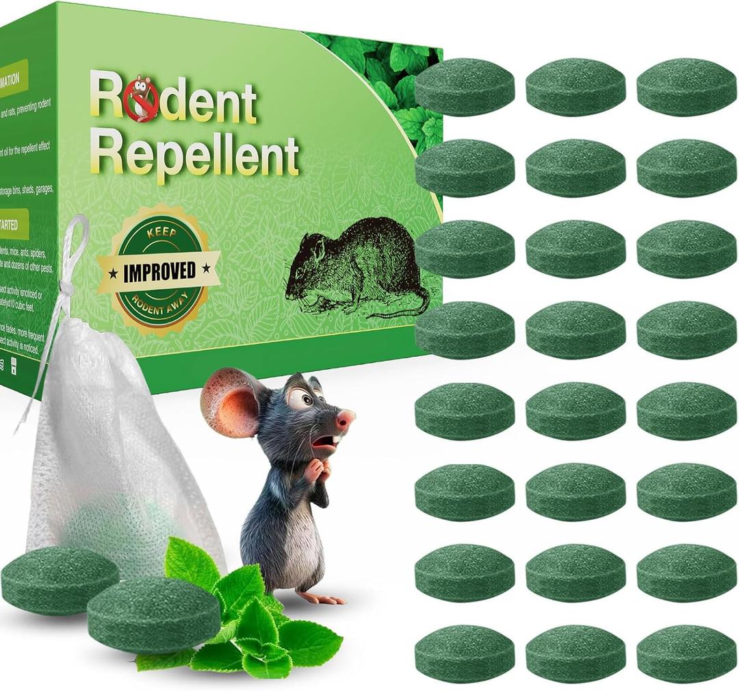 24P Rodent Mice Repellent, Peppermint Oil to Repel Mice and Rats, Natural Ingredients Rat Repellent Balls