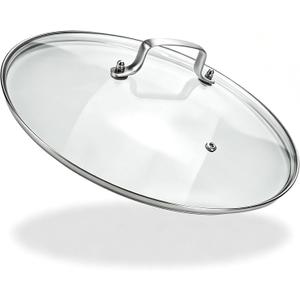 LC LICTOP 12 Inch Pot Lid, Universal Pot and Pan Cover Replacement - Dishwasher Safe, Oven Safe, Tempered Glass Cover with 304 Stainless Steel Edge & 201 Handle for Kitchen