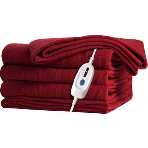 McJaw Electric Heated Blanket 72"x 84" Full Size, 4 Heating Levels and 10-Hour Auto Off, Lightweight and Breathable - Burgundy