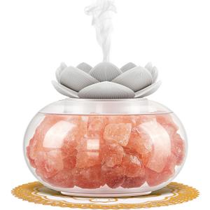 Essential Oil Diffusers Aromatherapy Diffuser: Vyaime Salt Lamp Diffuser for Home Bedroom Office, Pink Crystal Himalayan Cute Lotus Auto Shut-Off 7 Colors LED Night Light - V1103