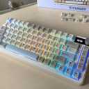 YUNZII B75 PRO Wireless Mechanical Keyboard,  75% Wireless Hot Swappable Gaming Keyboard with Five-Layer Padding&Knob, BT/2.4GHz/USB-C, RGB (Light Blue, LEOBOG Reaper Switch)