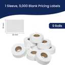 Perco White Garvey 2216 Pricing Labels for Garvey 22-66/22-77/22-88 Two Line Pricing Gun - 9 Rolls, 1 Sleeve - 9,000 Pricemarking Labels and 1 Inker Included