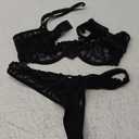 RoseSeek Women's 2 Piece Lingerie Set Floral Mesh Push Up Lace Bralette Babydoll Lingerie Bra and Panty Sets S