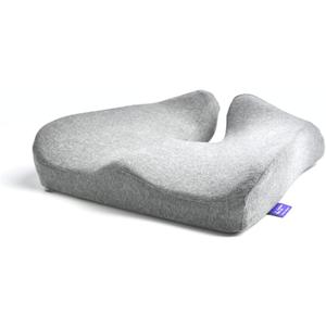 C CUSHION LAB Patented Pressure Relief Seat Cushion for Long Sitting Hours on Office/Home Chair, Car, Wheelchair - Extra-Dense Memory Foam for Hip, Tailbone, Coccyx, Sciatica - Light Grey (Gray)
